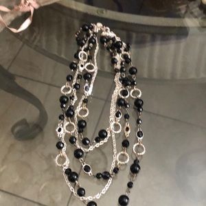 Silver with black necklace